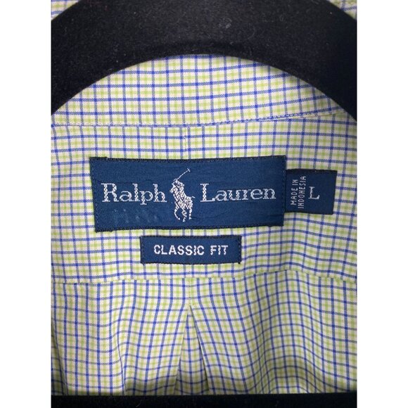 Ralph Lauren Men Classic Fit Button Up Green Plaid Short Sleeve Shirt Size Large - Picture 3 of 13